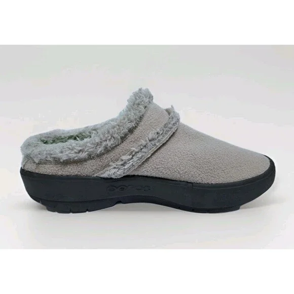 Oofos OOcoozie Mule Gray Slip On Shoe Slipper Women’s Size 10.5 Faux Fur Lined - Picture 6 of 9